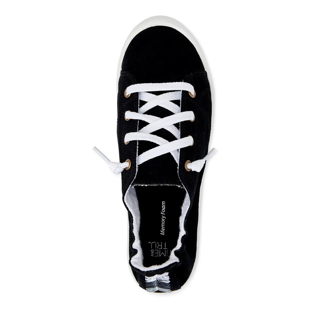 *MEDIUM WIDTH BLACK Time and Tru Women's Scrunch Back Slip-On Sneaker SZ 6 - Picture 4 of 5